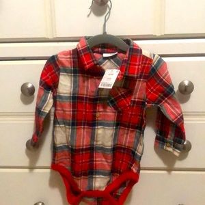 Brand new plaid flannel onesie